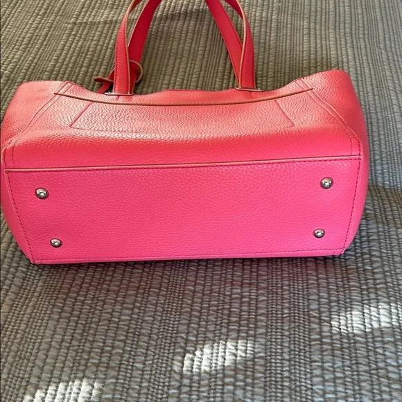 Lauren Ralph Lauren Newberry Medium Vibrant Pink Pebbled Tote Bag - Picture 5 of 14